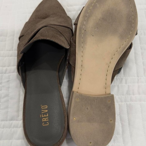 Crevo Womens Brown Suede Criss Cross Pointed Toe Mules Flats - Picture 4 of 6